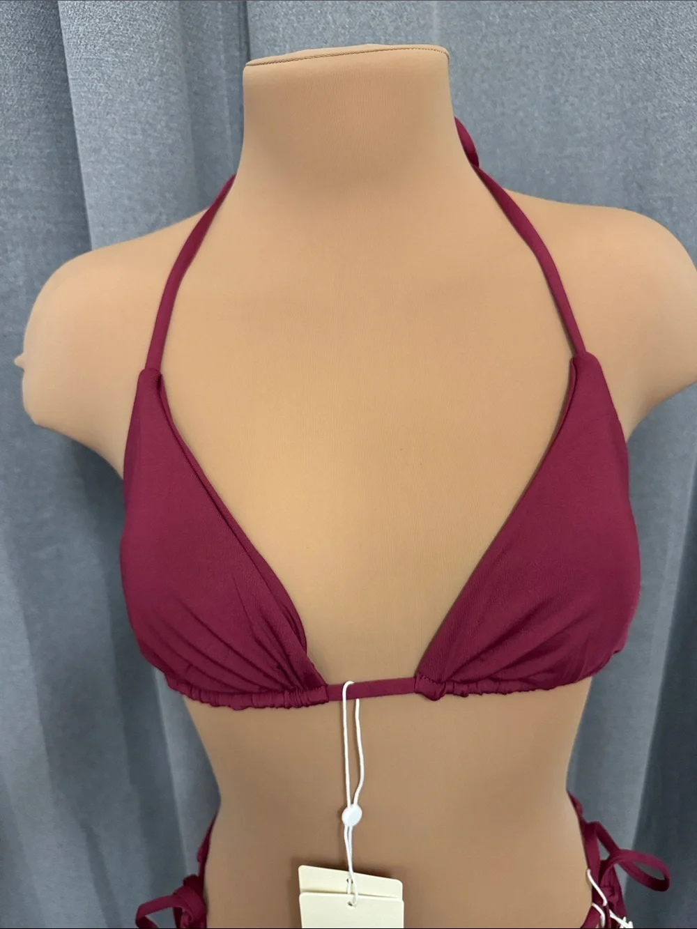 Monday Swimwear Wine Red Triangle String Bikini